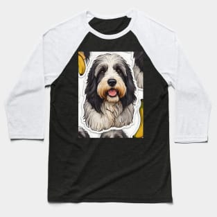 Cute Bearded Collie Banana Pattern Baseball T-Shirt